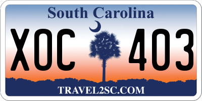 SC license plate XOC403