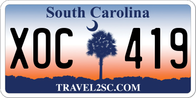 SC license plate XOC419