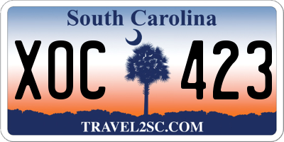 SC license plate XOC423