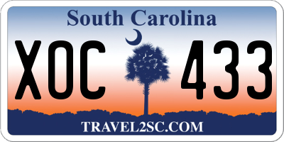 SC license plate XOC433