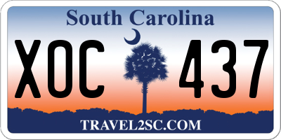 SC license plate XOC437