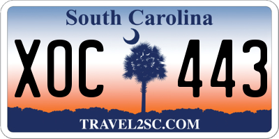 SC license plate XOC443