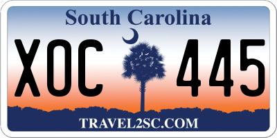 SC license plate XOC445