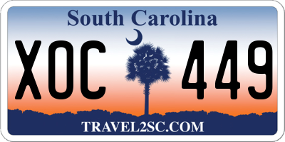SC license plate XOC449