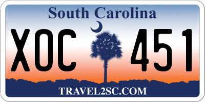 SC license plate XOC451