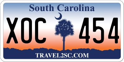 SC license plate XOC454