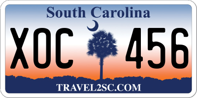SC license plate XOC456