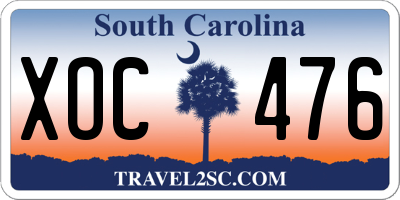 SC license plate XOC476