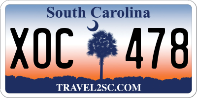 SC license plate XOC478