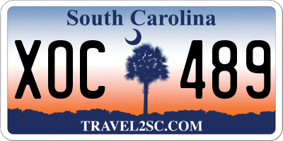 SC license plate XOC489