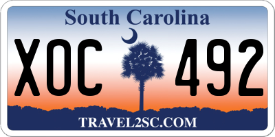 SC license plate XOC492