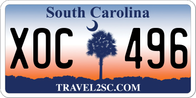 SC license plate XOC496