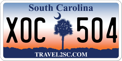 SC license plate XOC504