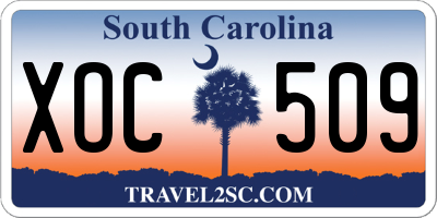SC license plate XOC509
