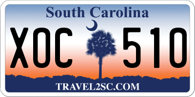 SC license plate XOC510