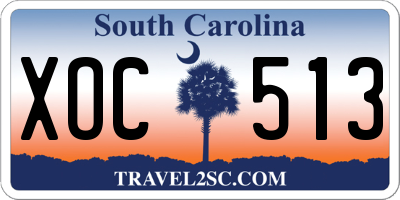 SC license plate XOC513
