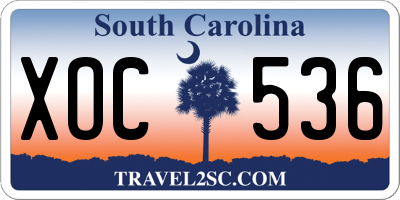 SC license plate XOC536
