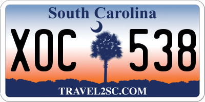 SC license plate XOC538