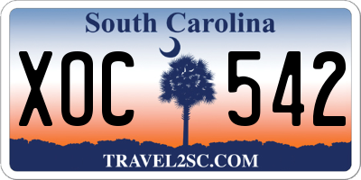 SC license plate XOC542