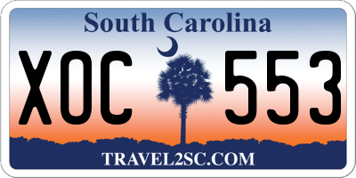 SC license plate XOC553