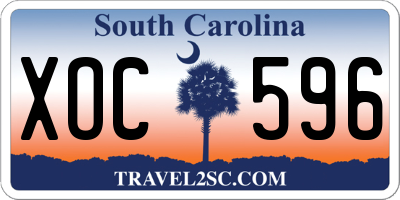 SC license plate XOC596
