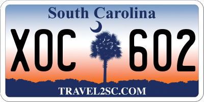 SC license plate XOC602
