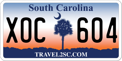 SC license plate XOC604