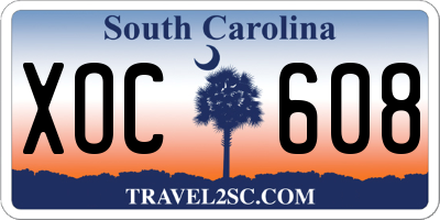 SC license plate XOC608