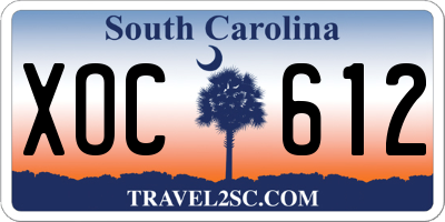 SC license plate XOC612