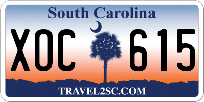 SC license plate XOC615