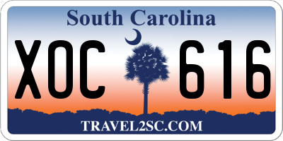 SC license plate XOC616