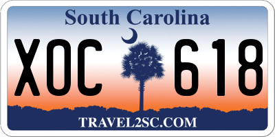 SC license plate XOC618