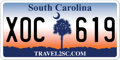 SC license plate XOC619
