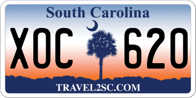 SC license plate XOC620