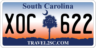 SC license plate XOC622