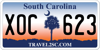 SC license plate XOC623