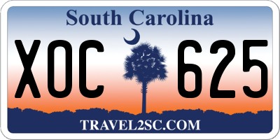 SC license plate XOC625