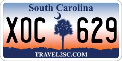 SC license plate XOC629