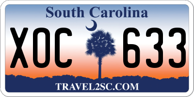 SC license plate XOC633