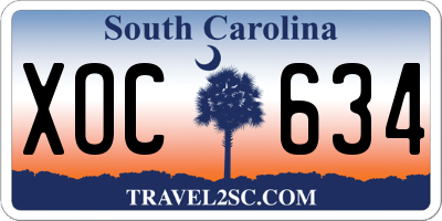 SC license plate XOC634