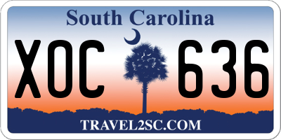 SC license plate XOC636