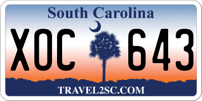 SC license plate XOC643