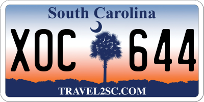 SC license plate XOC644