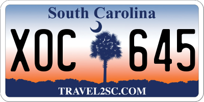 SC license plate XOC645