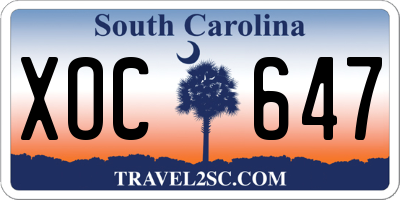 SC license plate XOC647
