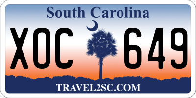SC license plate XOC649