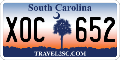 SC license plate XOC652