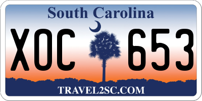 SC license plate XOC653