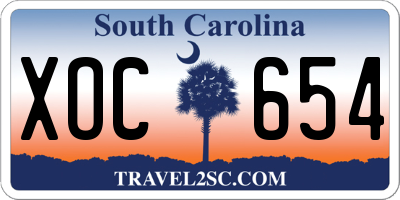 SC license plate XOC654