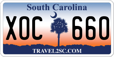 SC license plate XOC660